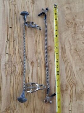 Adj Clamps & Clover Weights Set Silver Chain Cuban Link Rope Styles BDSM Vintage
